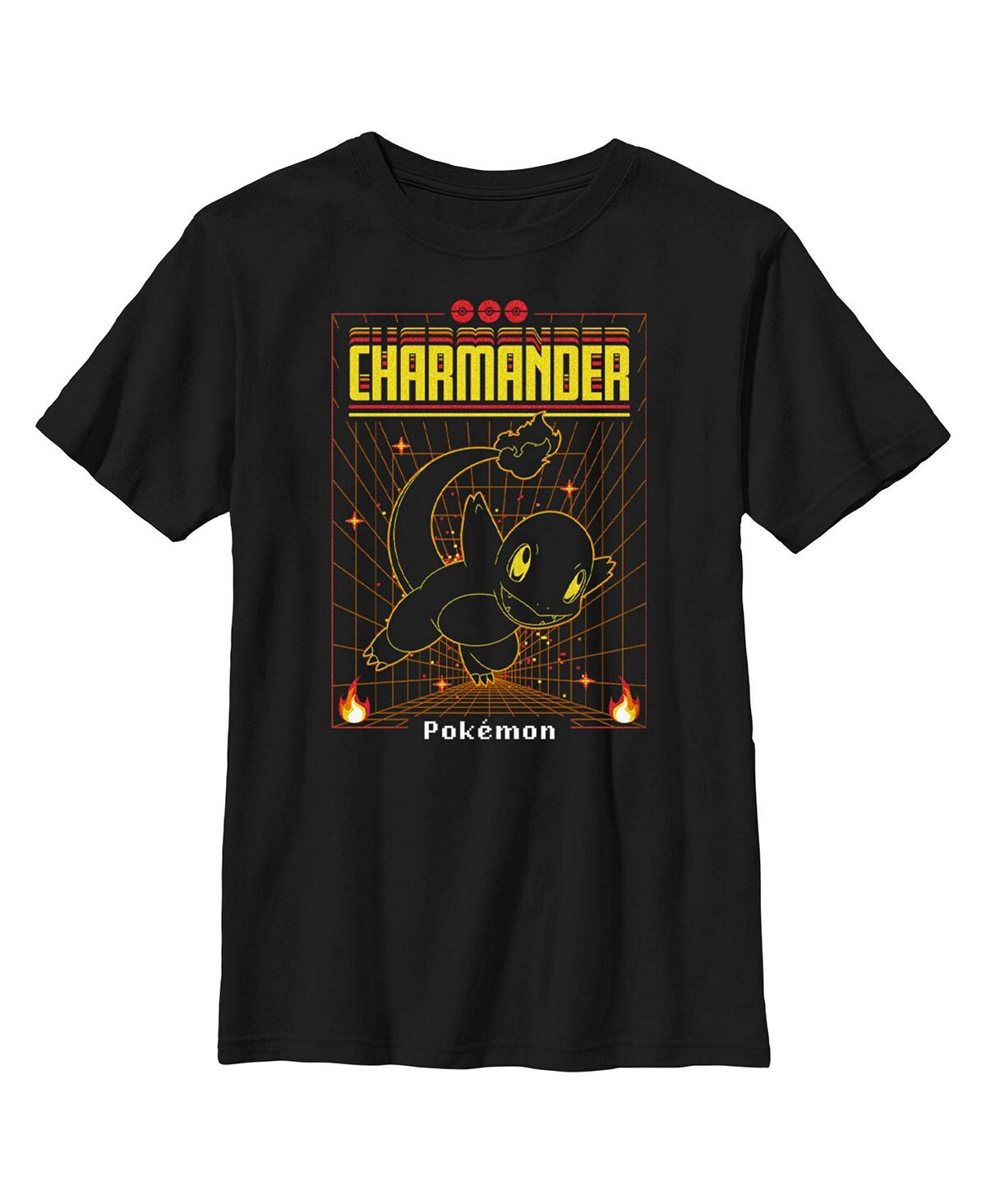 

Детская футболка Pokemon Charmander в стиле ретро Fire Grid для мальчиков Nintendo