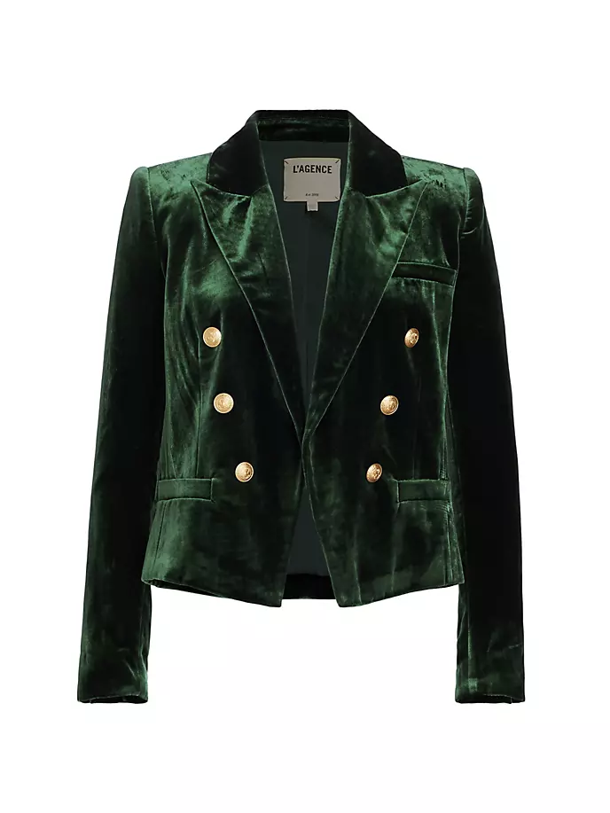 

Бархатный укороченный блейзер Brooke L'Agence, цвет forest green