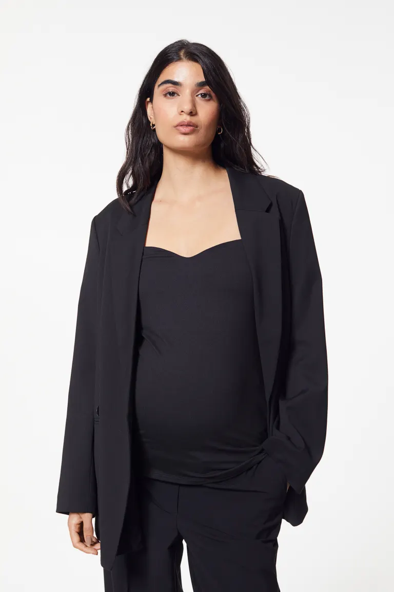 Блузка с вырезом в форме сердца H&M, черный