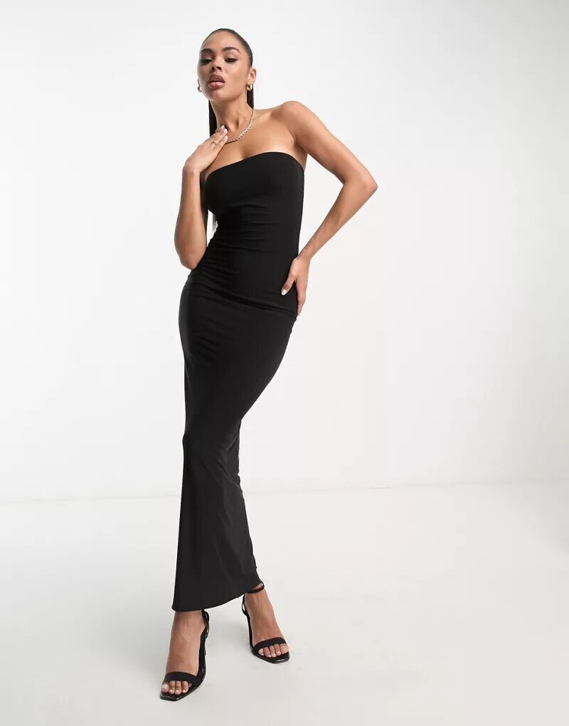 

Черное облегающее платье миди без бретелек Fashionkilla