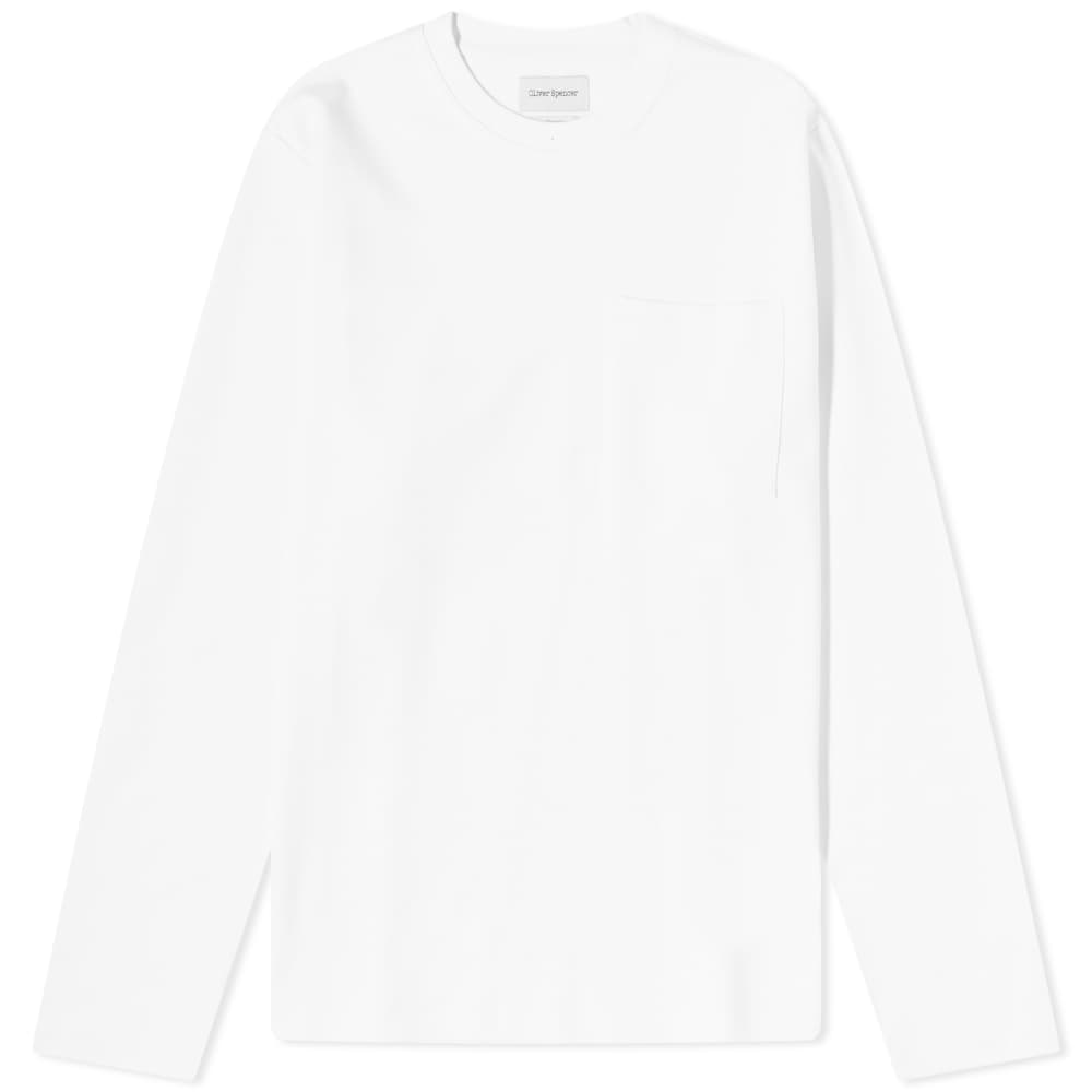 Тяжелая футболка Oliver Spencer с длинными рукавами, белый oliver spencer футболка оли белый