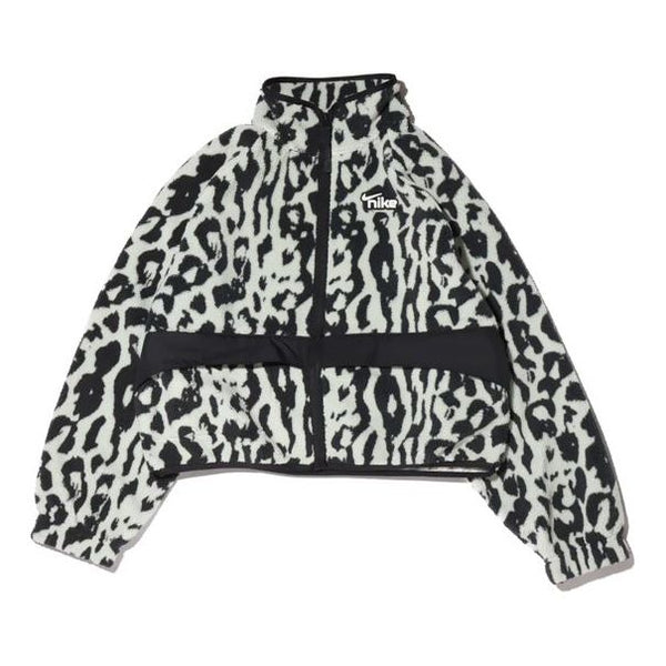 

Куртка (WMNS) Nike Sportswear Sherpa Stay Warm Animal Print Printing Stand Collar Jacket Smoke Gray, серый