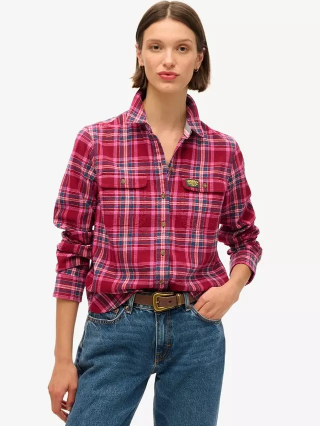 

Рубашка Superdry Lumberjack Check Flannel Organic Cotton, цвет berry/red/multi