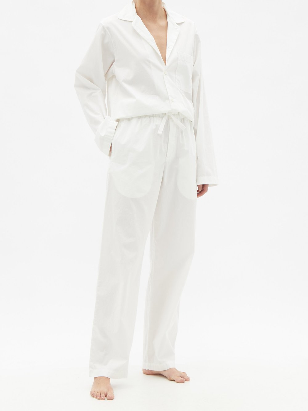 Пижамные брюки из органического хлопка с кулиской Tekla, белый бежевый классический халат tekla