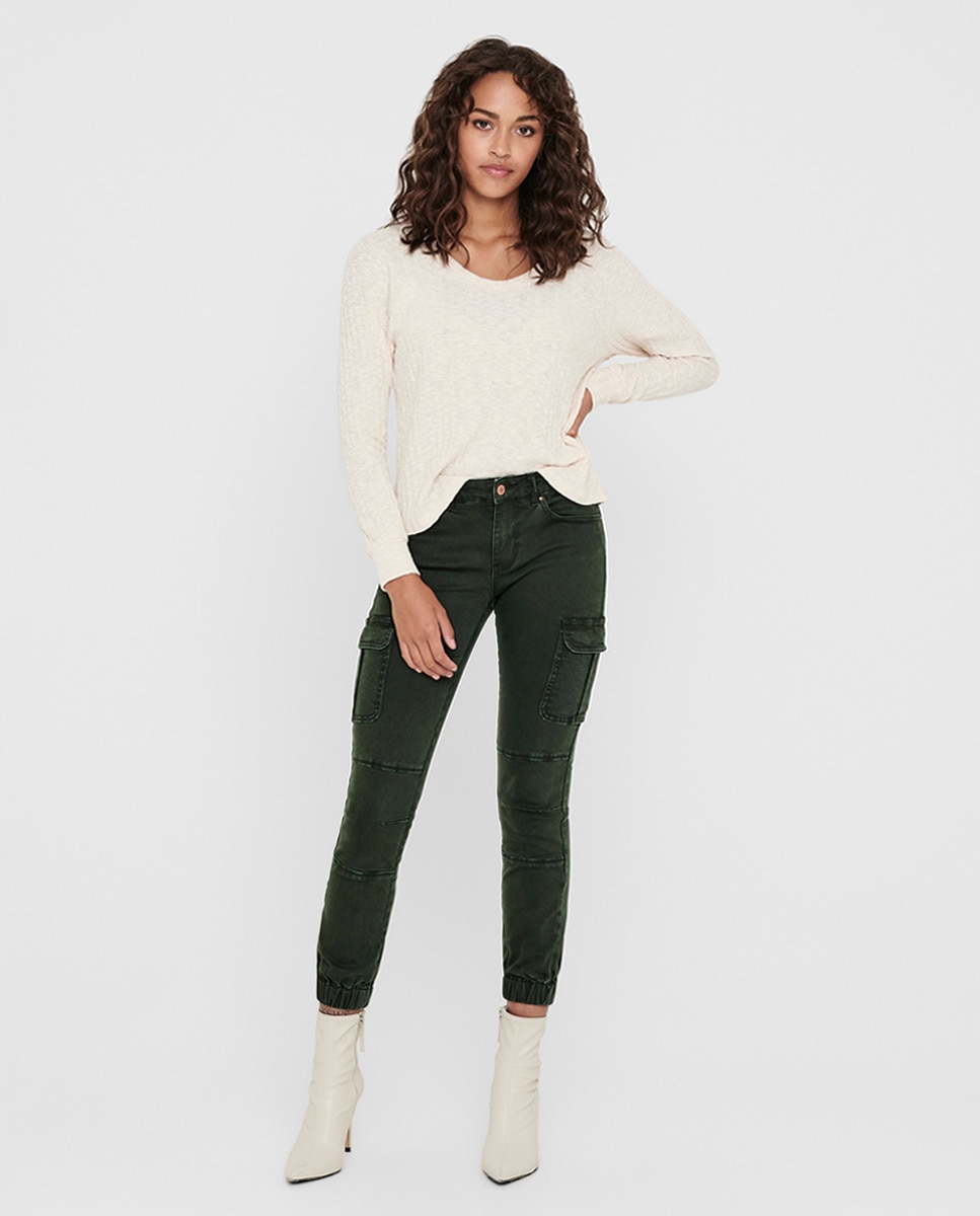 Женские брюки карго с боковыми карманами Only, зеленый
