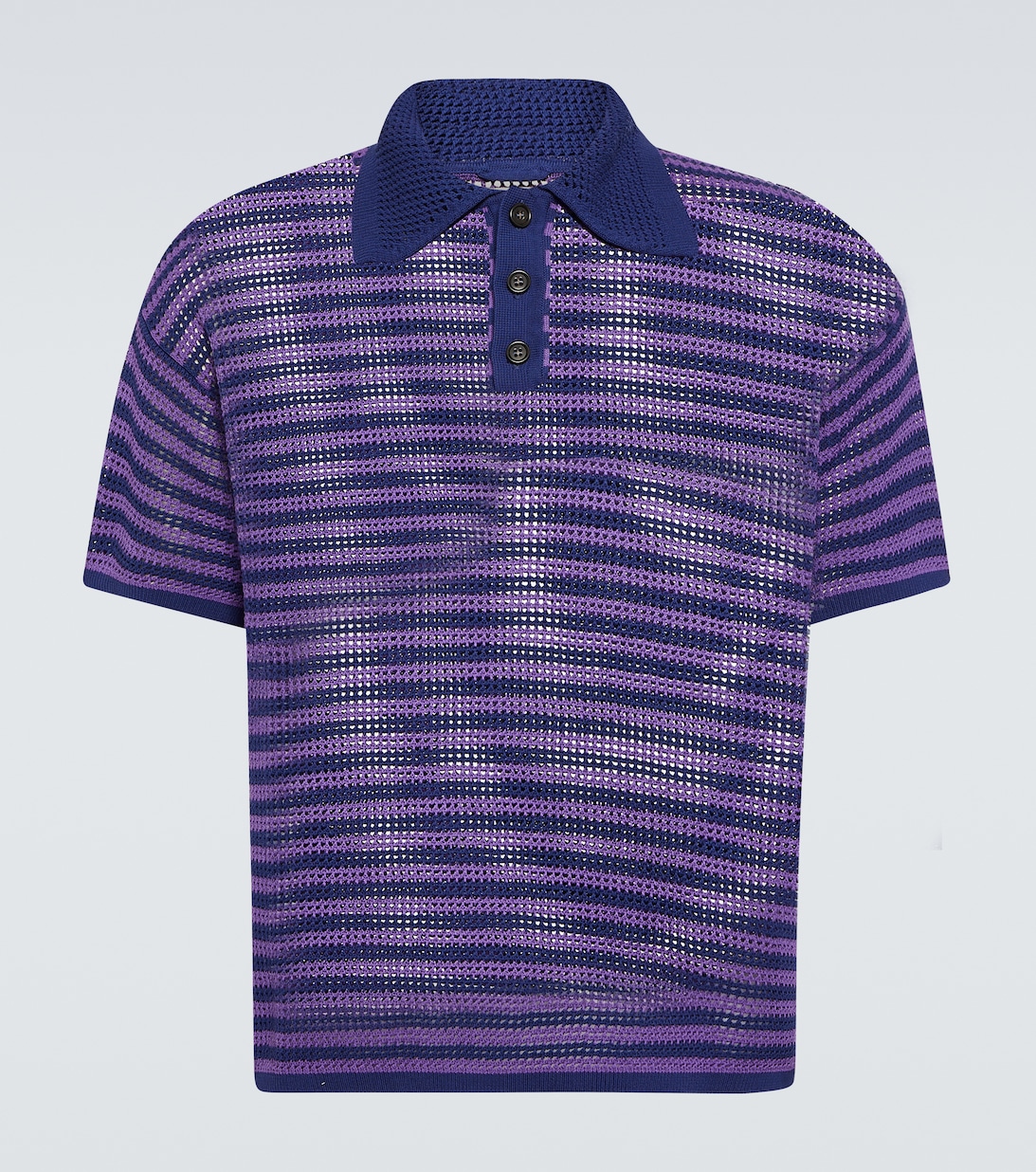 Полосатая рубашка-поло крючком из хлопка Bode, фиолетовый полосатая рубашка поло из хлопка missoni синий