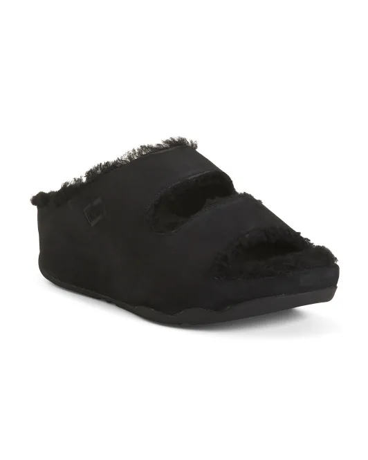 

Замшевые шлепанцы Shuv с двумя перекладинами на подкладке из овчины Fitflop, цвет All Black