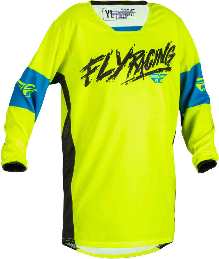 Молодежная майка для мотокросса Fly Racing Kinetic Khaos FLY Racing, синий/флуоресцентно-желтый