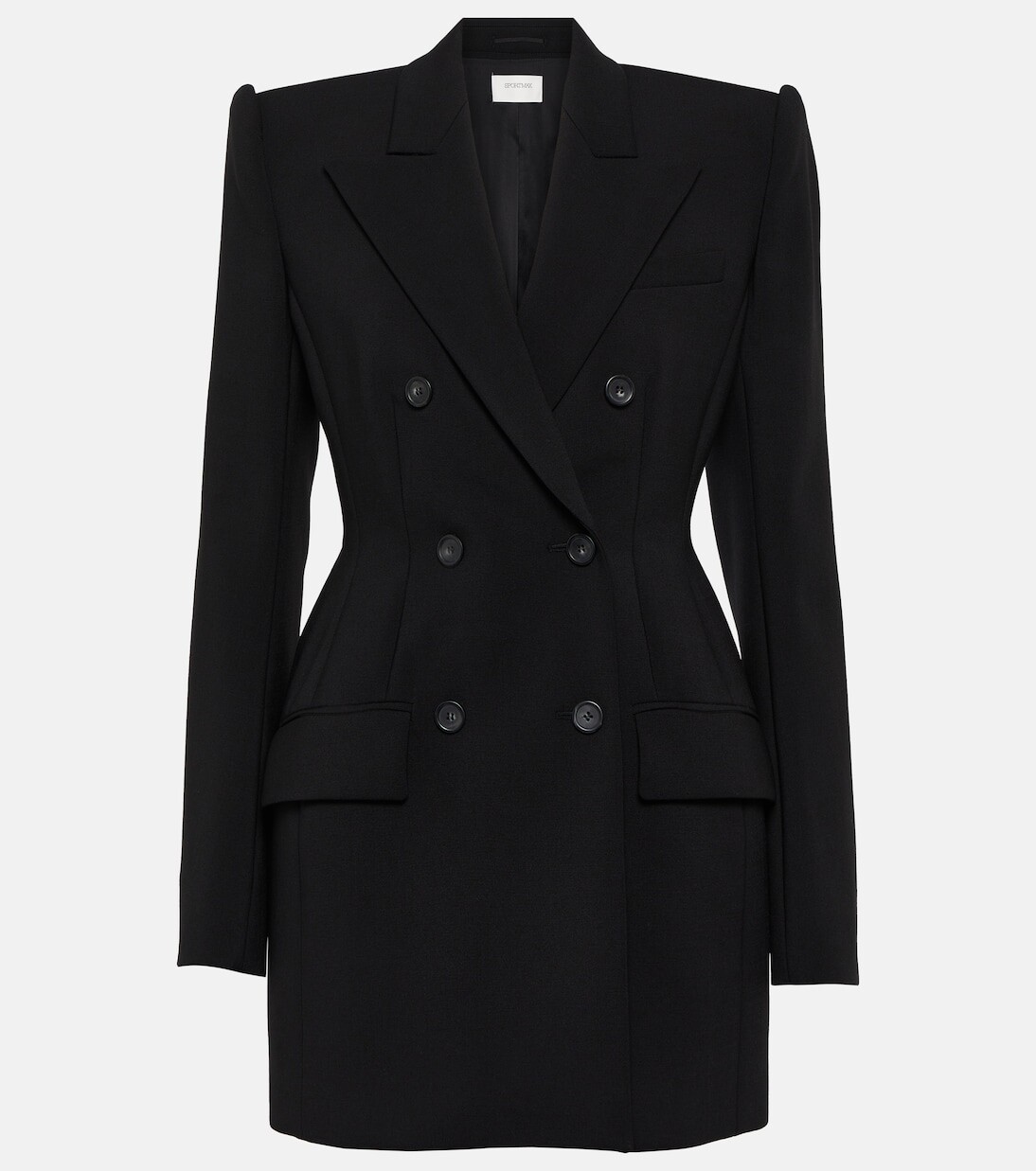 

Двубортный пиджак из смесовой шерсти Sportmax, черный