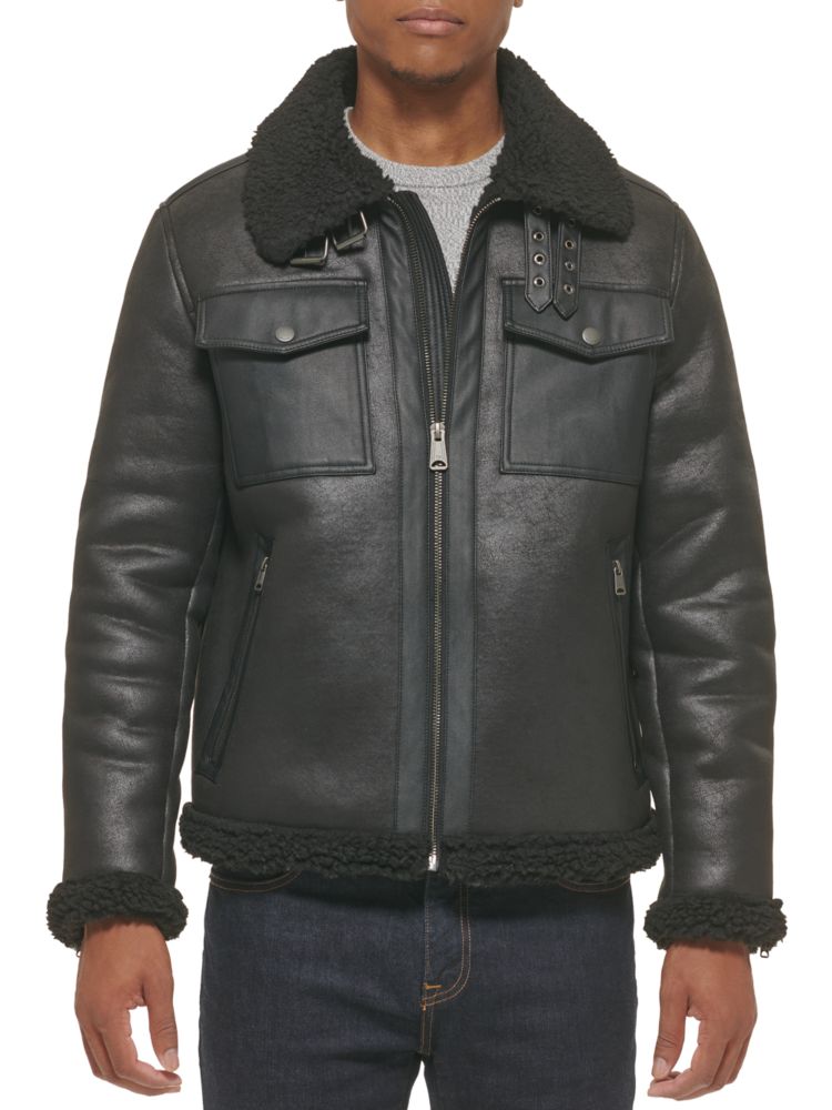 цена Куртка-авиатор из искусственной овчины и искусственной кожи Tommy Hilfiger, черный