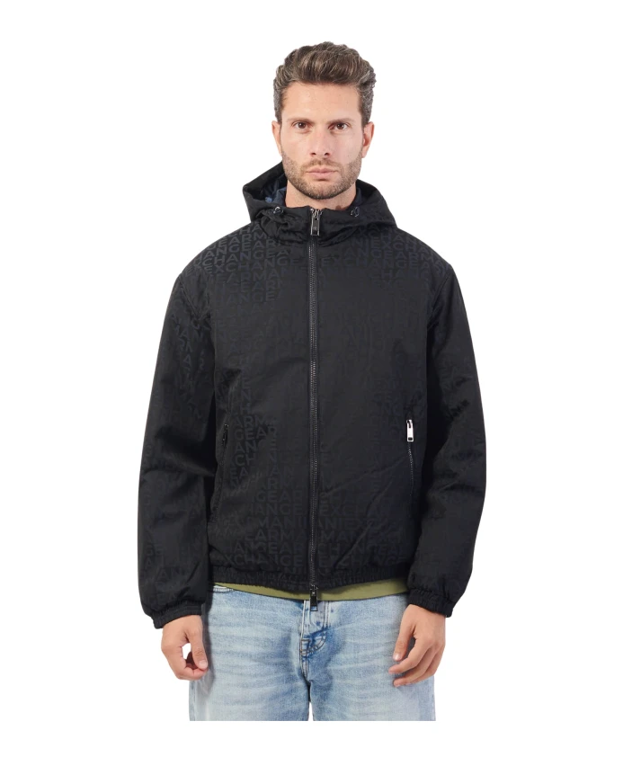 

Синее модное легкое пальто с капюшоном Armani Exchange, синий