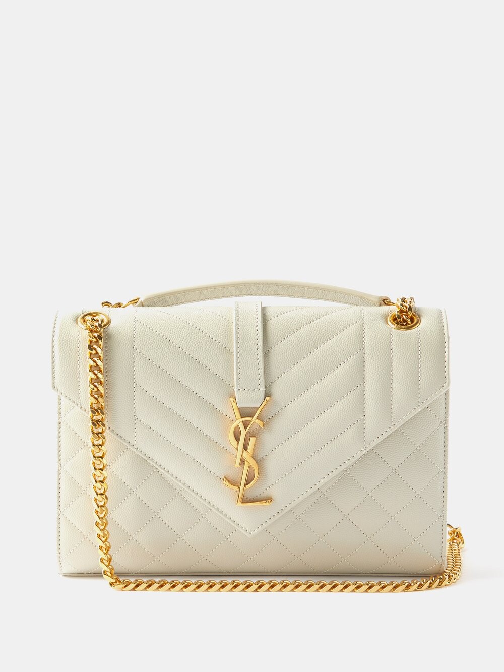 

Сумка на плечо envelope из кожи матлассе Saint Laurent, белый