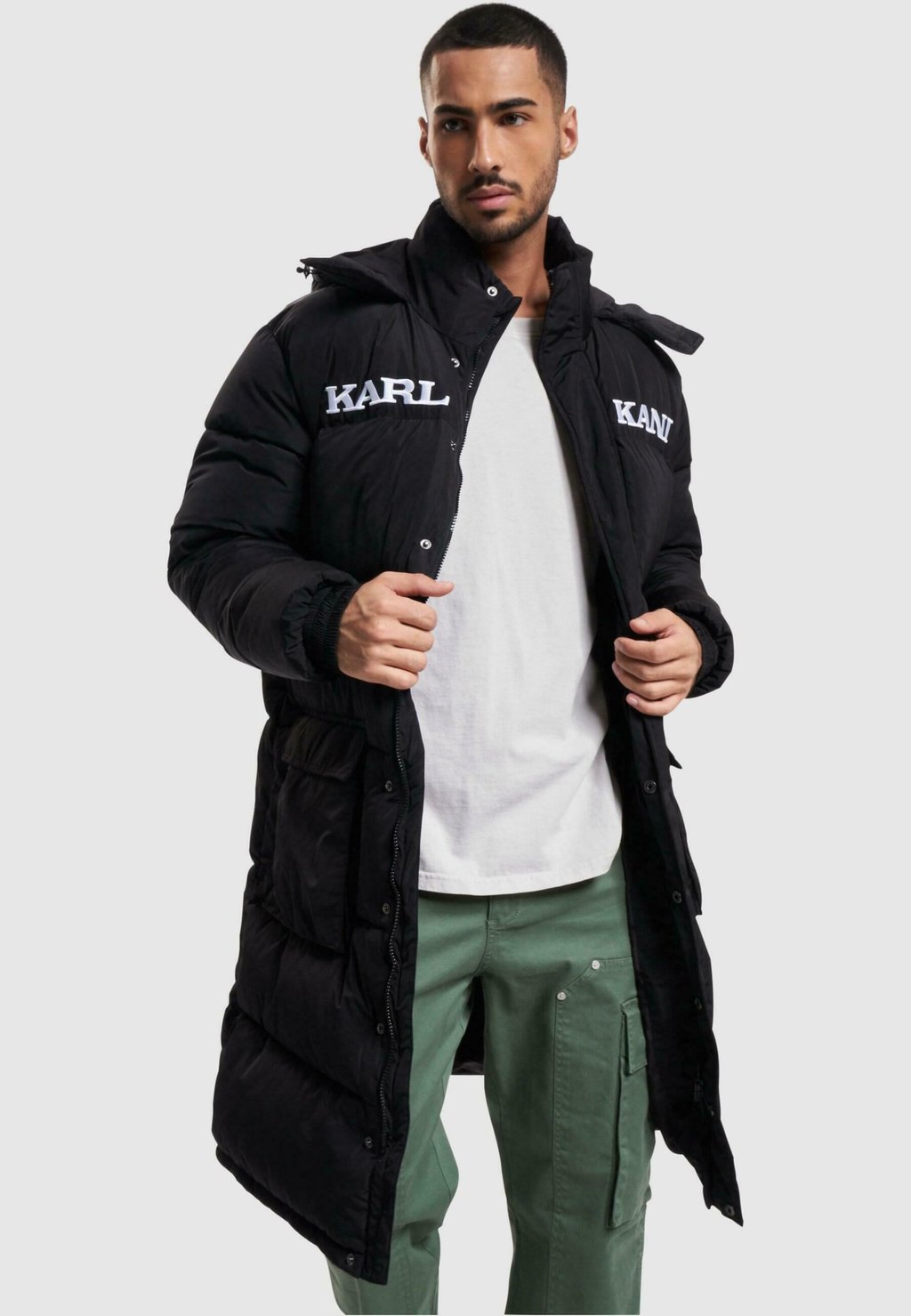 Зимнее пальто RETRO HOODED LONG PUFFER Karl Kani, черный пальто selfhood women s hooded puffer черный