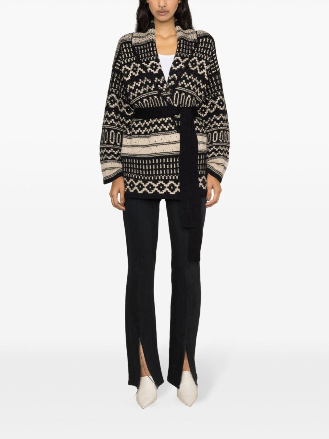 

Golden Goose жаккардовый кардиган с поясом, черный