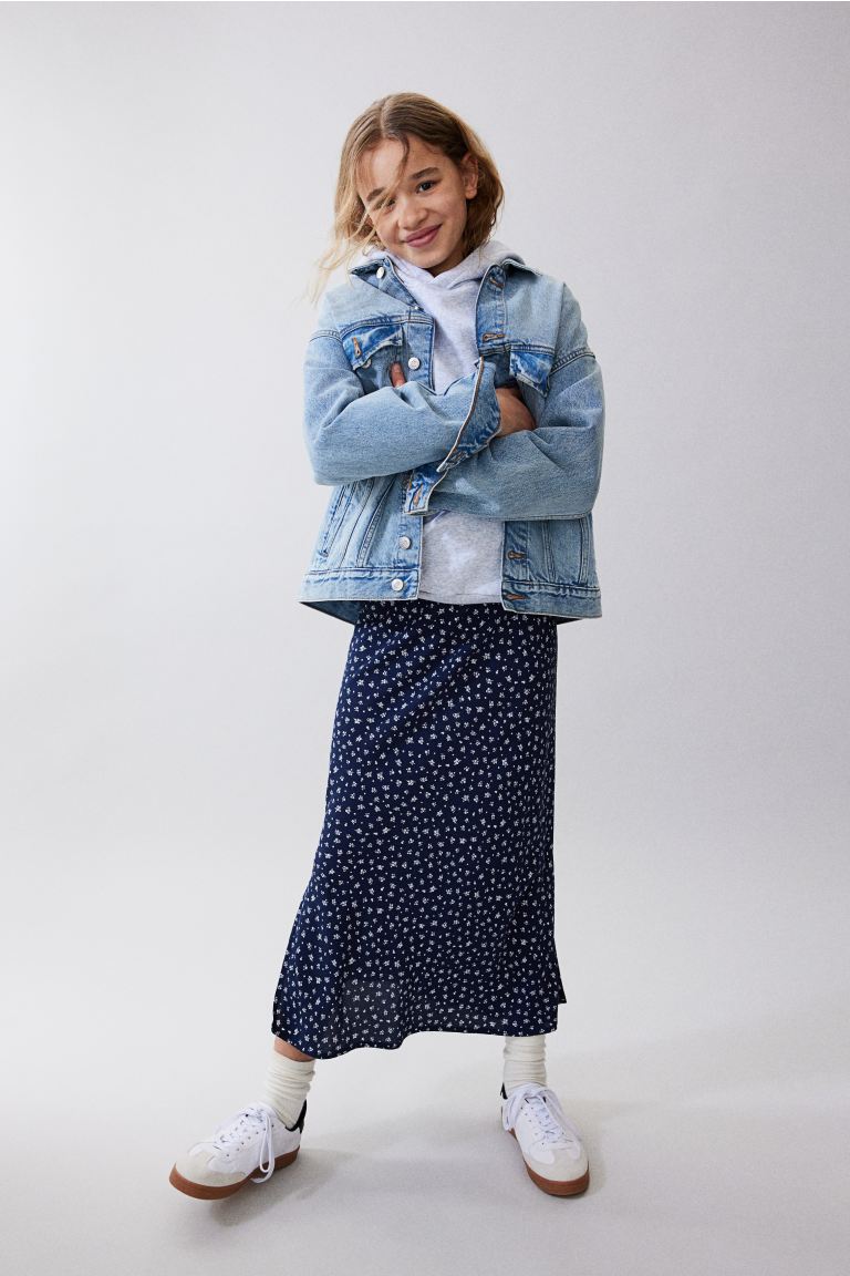 Атласная юбка H&M, синий юбка карандаш s oliver миди карманы разрез размер xl серый