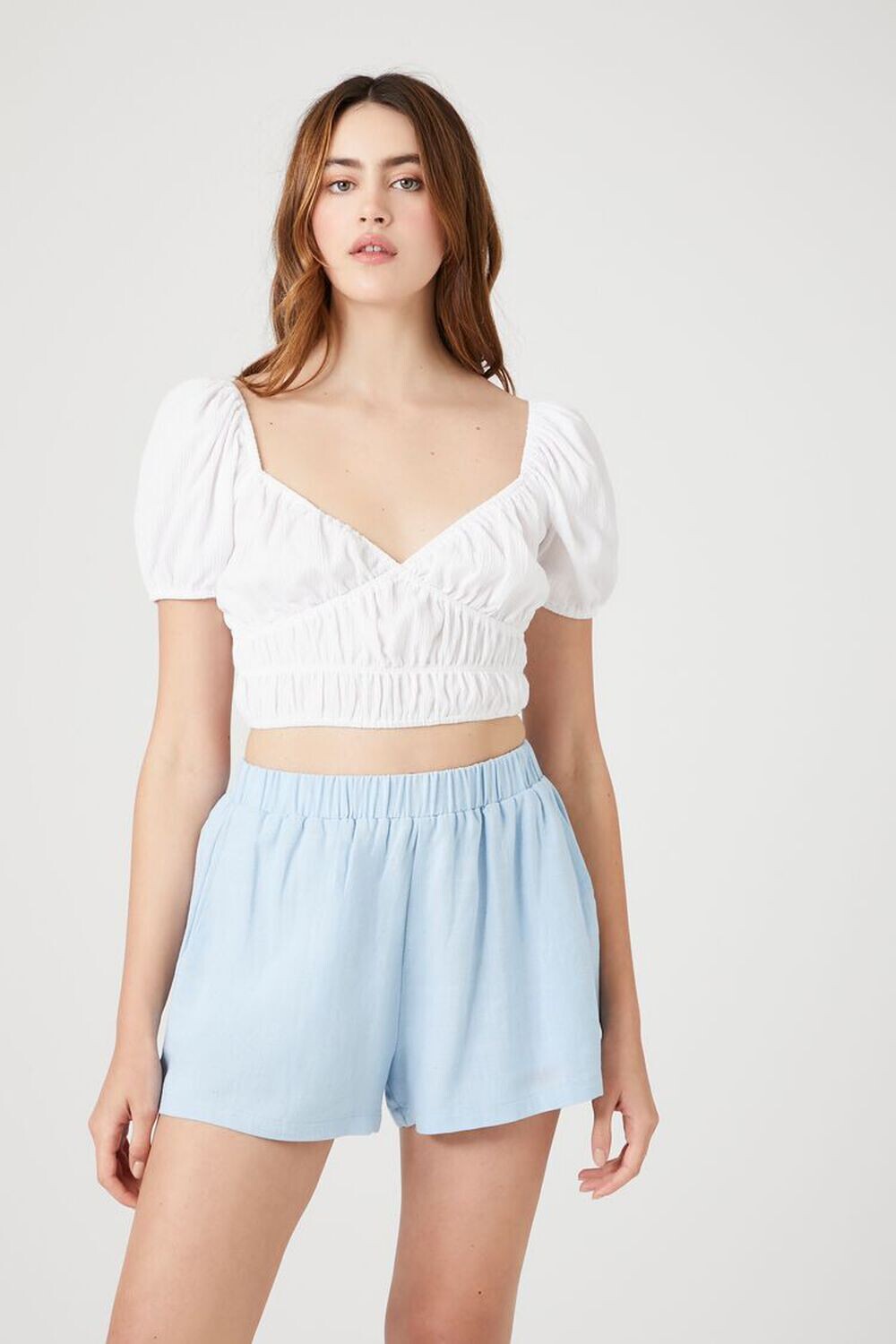 

Льняные шорты без застежки Forever 21, синий
