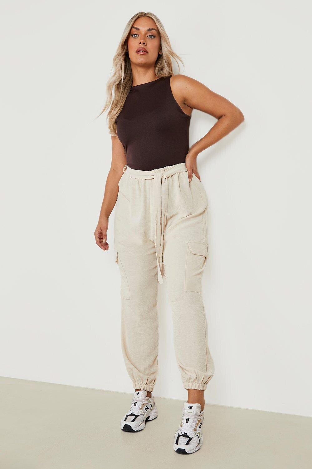 

Джоггеры-карманы plus тканые текстурированные Boohoo, серый