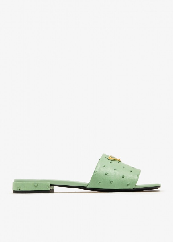 

Шлепанцы Prada Ostrich Leather, зеленый