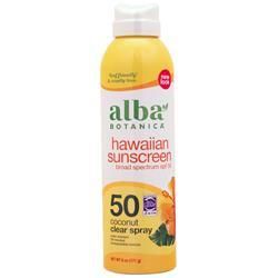Alba Botanica Гавайский Солнцезащитный крем Прозрачный спрей Кокос SPF 50 6 унций alba botanica гавайский несмываемый спрей кондиционер кокосовое молоко 237 мл 8 жидк унций