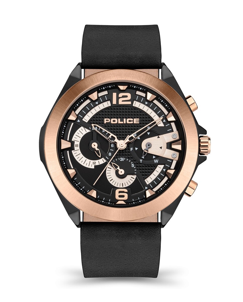 цена Мужские часы Zenith PEWJF2108740 из кожи с черным ремешком Police, черный