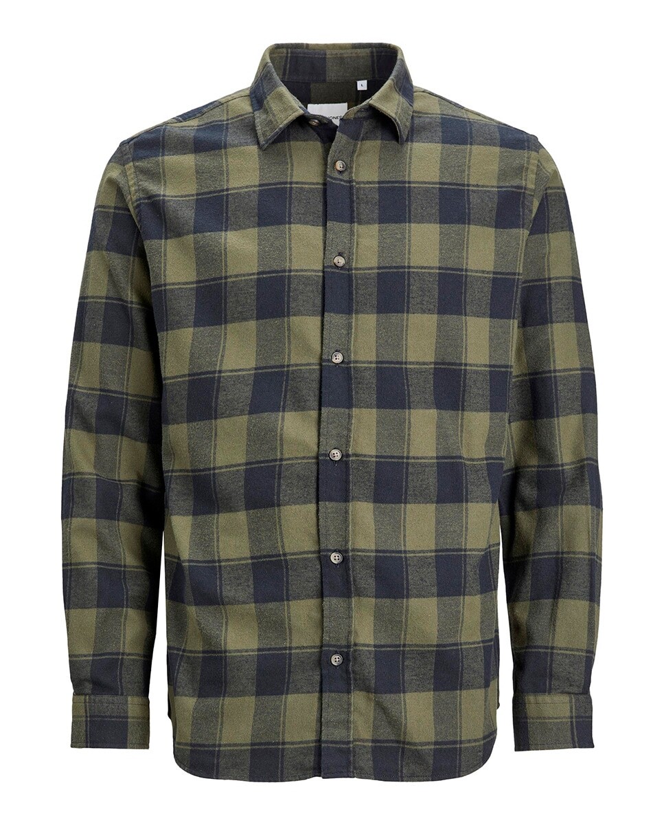 

Мужская узкая рубашка в клетку Jack & Jones, темно-зеленый
