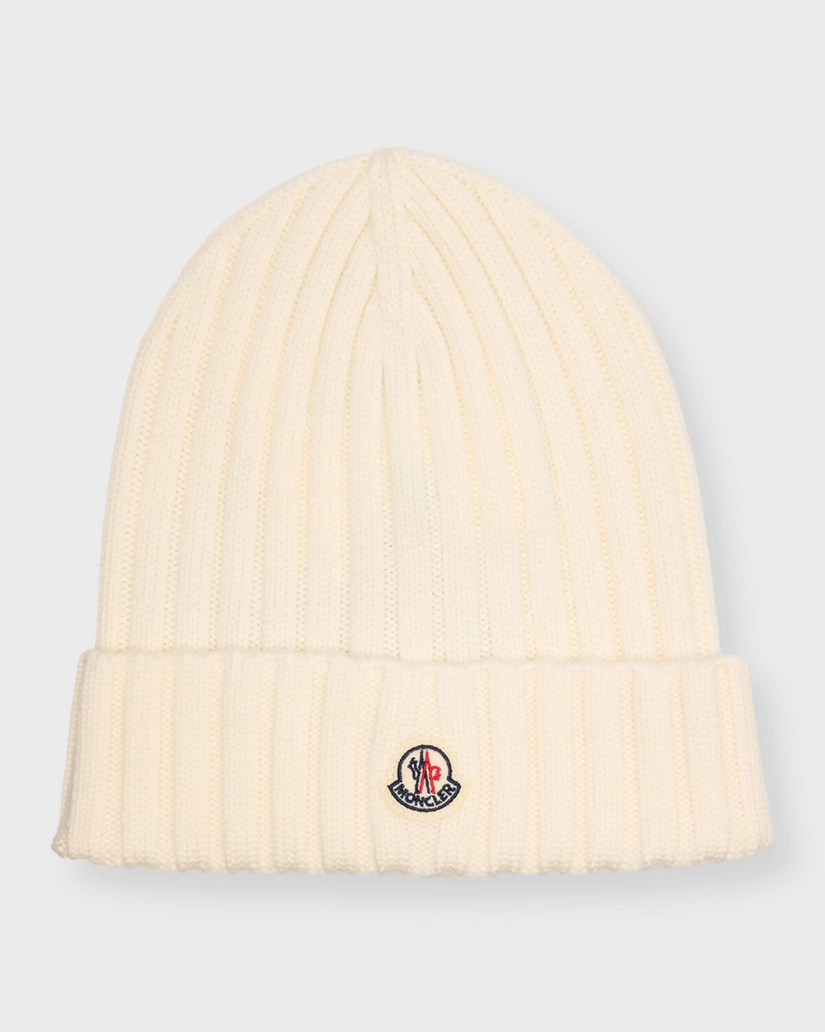 

Шапка из шерсти в рубчик с нашивкой-логотипом Moncler, белый