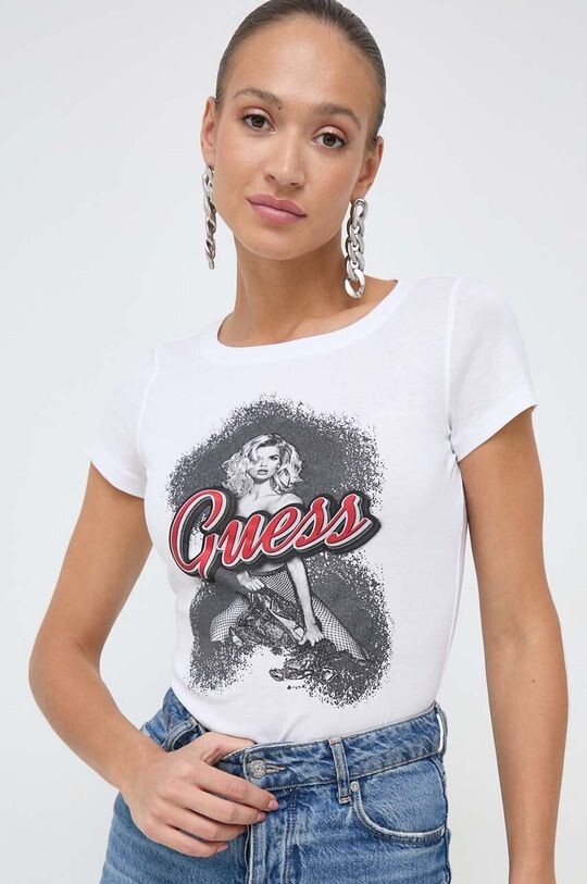 

Хлопковая футболка Guess, белый