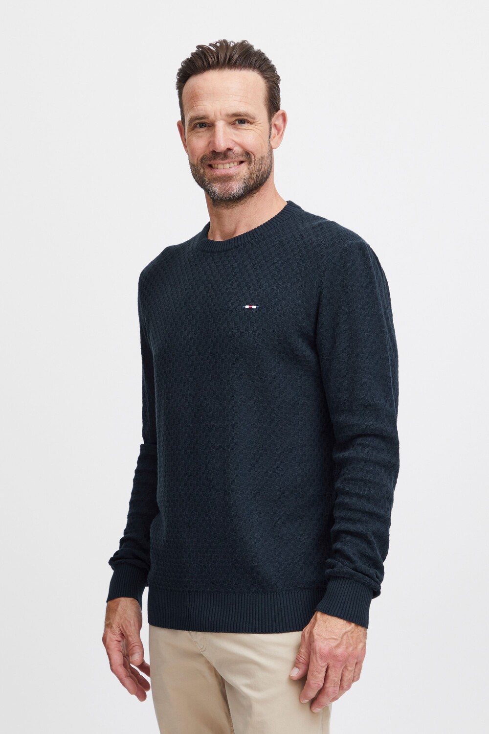 Пуловер FQ1924 Jacquard FQKyle Jaquard Knit, синий джемпер fqkyle stripe crew neck fq1924 темно синий