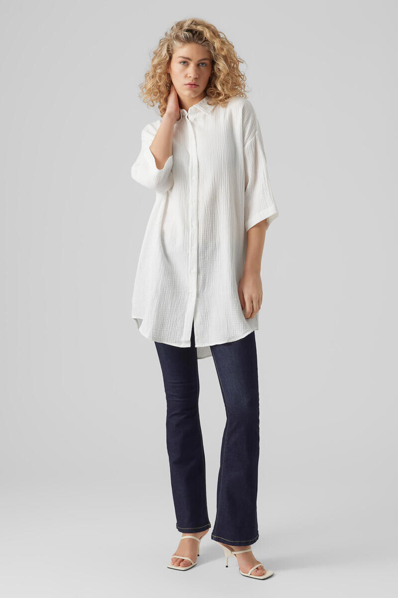

Платье-рубашка с французским рукавом Vero Moda, белый