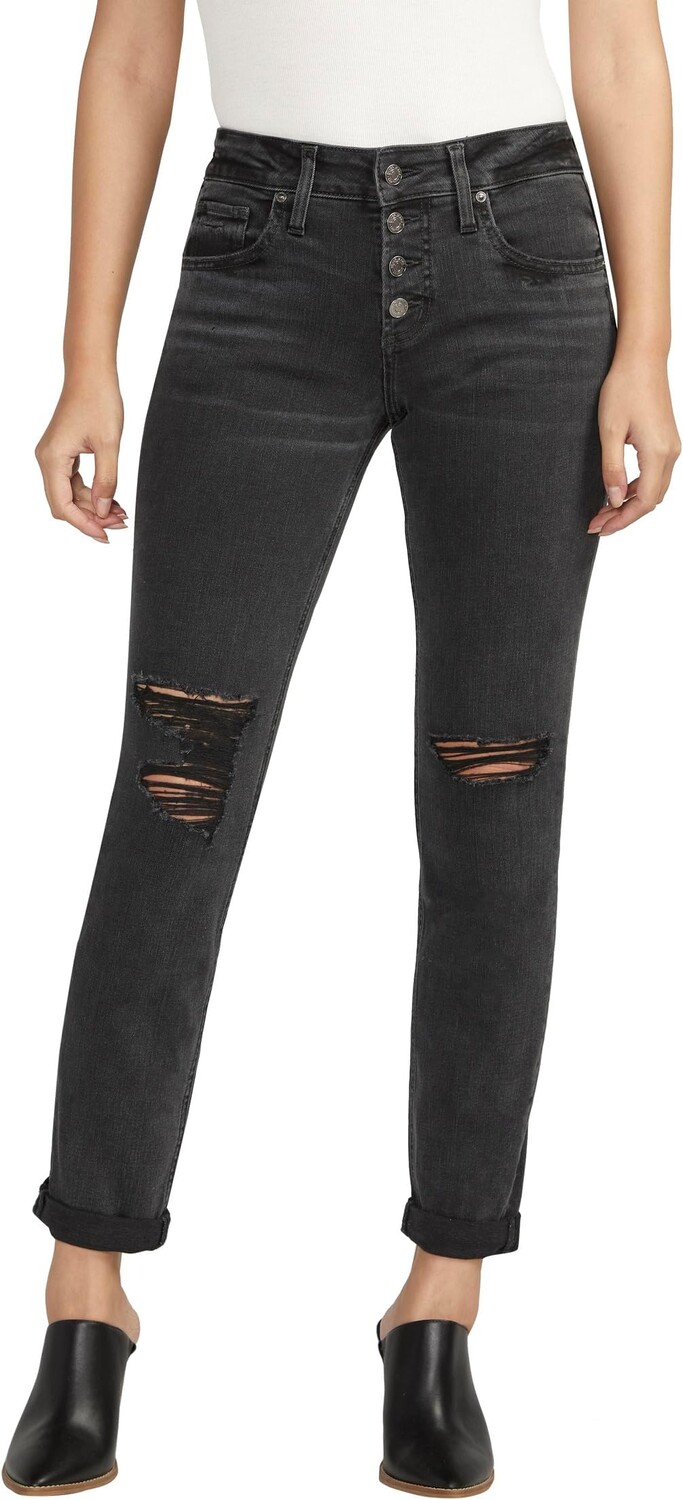 

Джинсы Boyfriend Mid-Rise Slim Leg Jeans L27161ABS538 Silver Jeans Co., черный