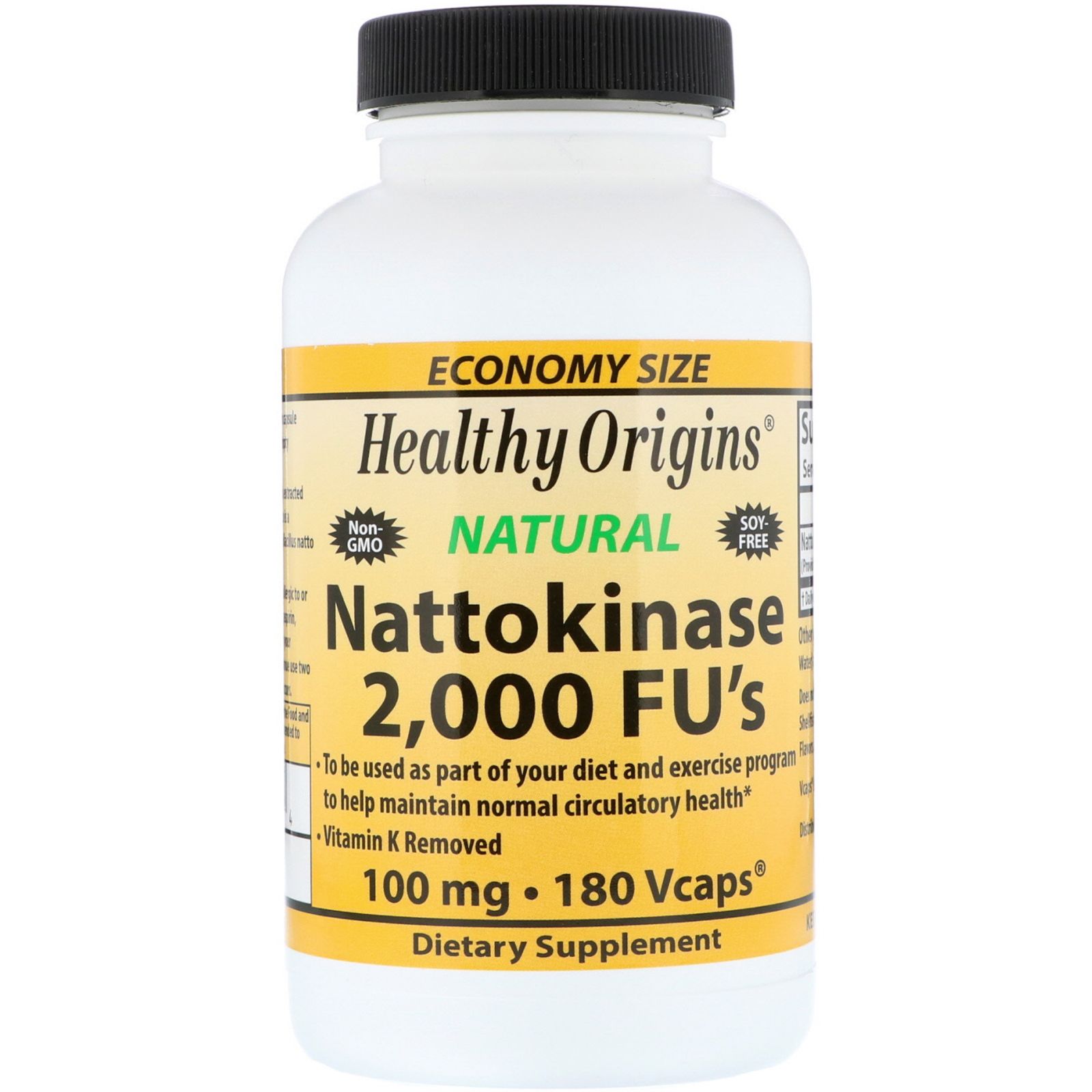 Healthy Origins Nattokinase 2,000 МЕ 100 мг 180 растительных капсул