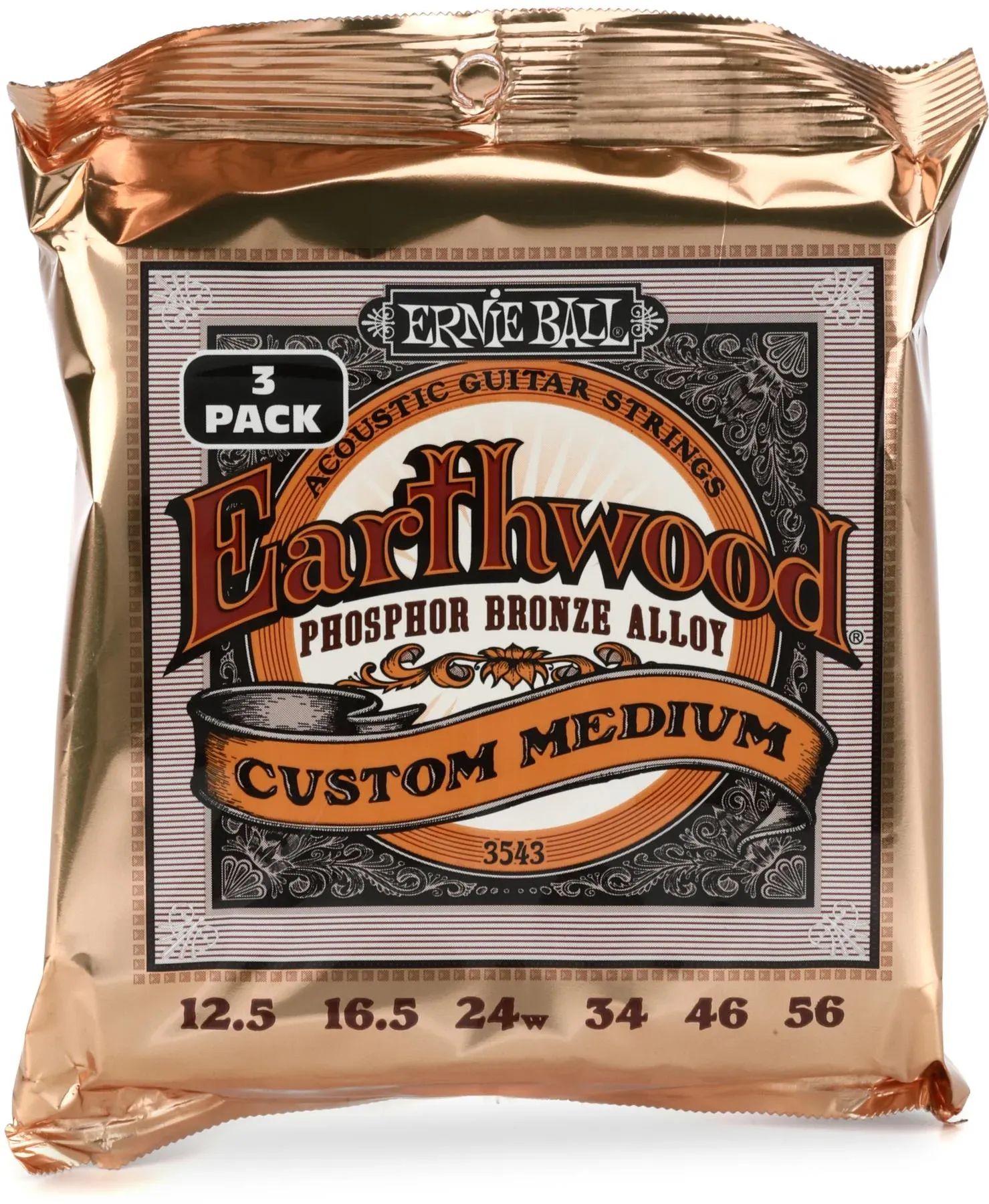 

Струны для акустической гитары Ernie Ball 3543 Earthwood Phosphor Bronze — .0125-.056 Custom Medium Factory (3 шт.)