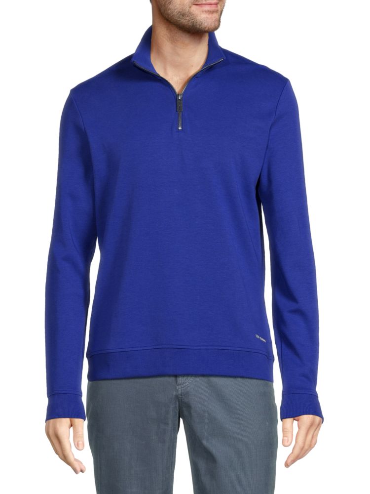 цена Спортивная куртка с молнией в четверть размера Antram Mockneck Ted Baker London, синий