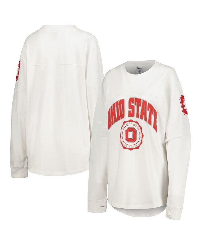 

Женская белая футболка с длинным рукавом Ohio State Buckeyes Edith Pressbox, белый