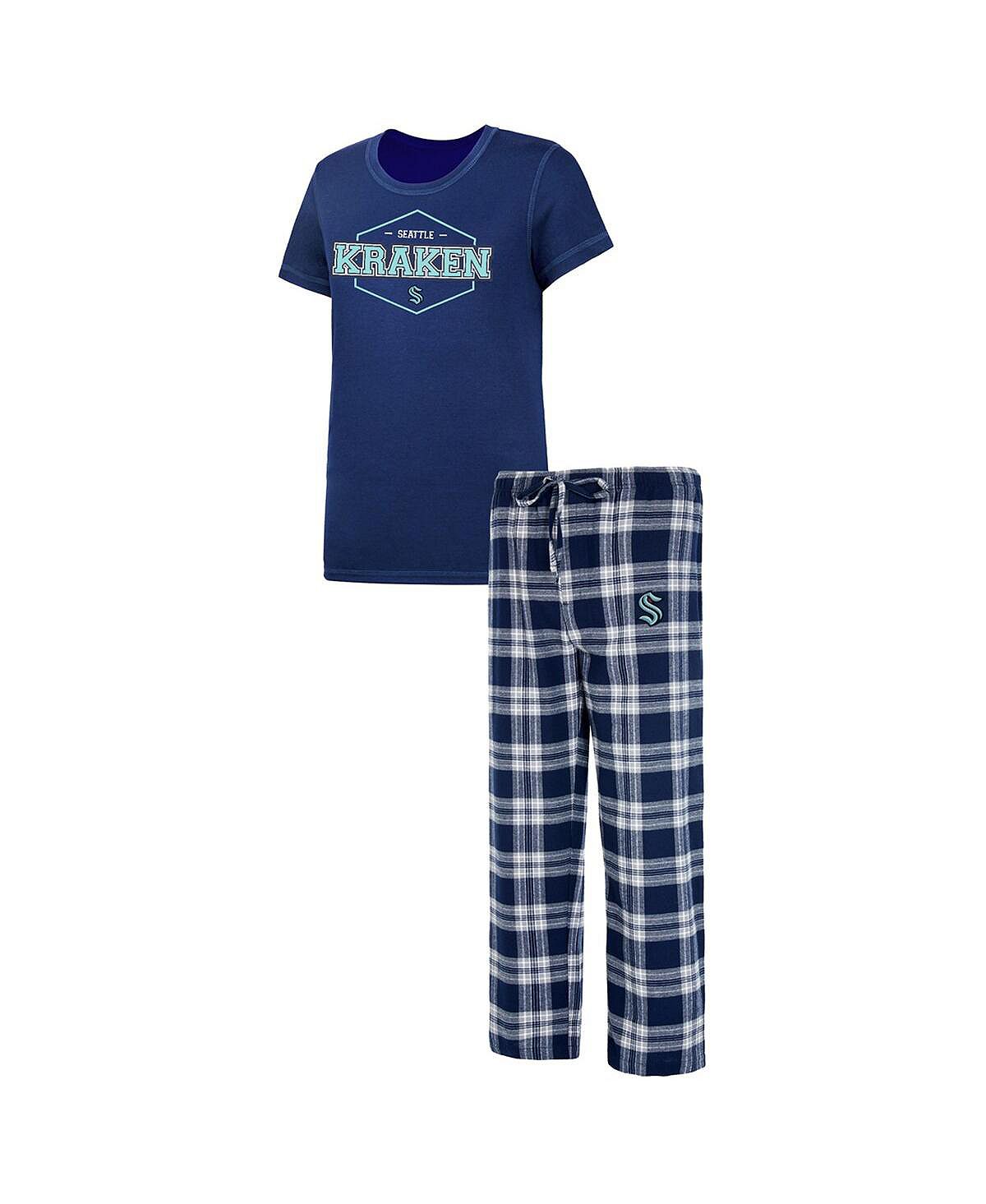 Женский комплект для сна из футболки и брюк темно-синего и серого цвета Seattle Kraken Badge Concepts Sport