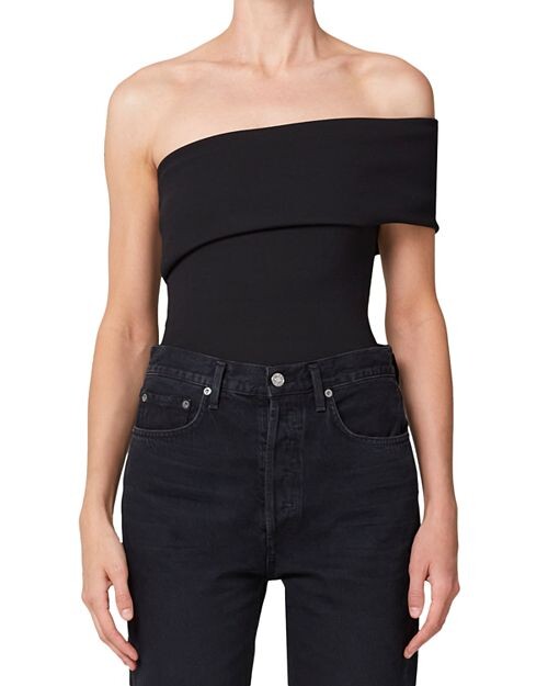 

Боди Bree на одно плечо с полосками AGOLDE, цвет Black