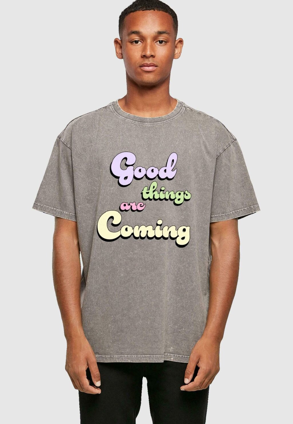 

Футболка с принтом GOOD THINGS ACID WASHED HEAVY Merchcode, цвет asphalt
