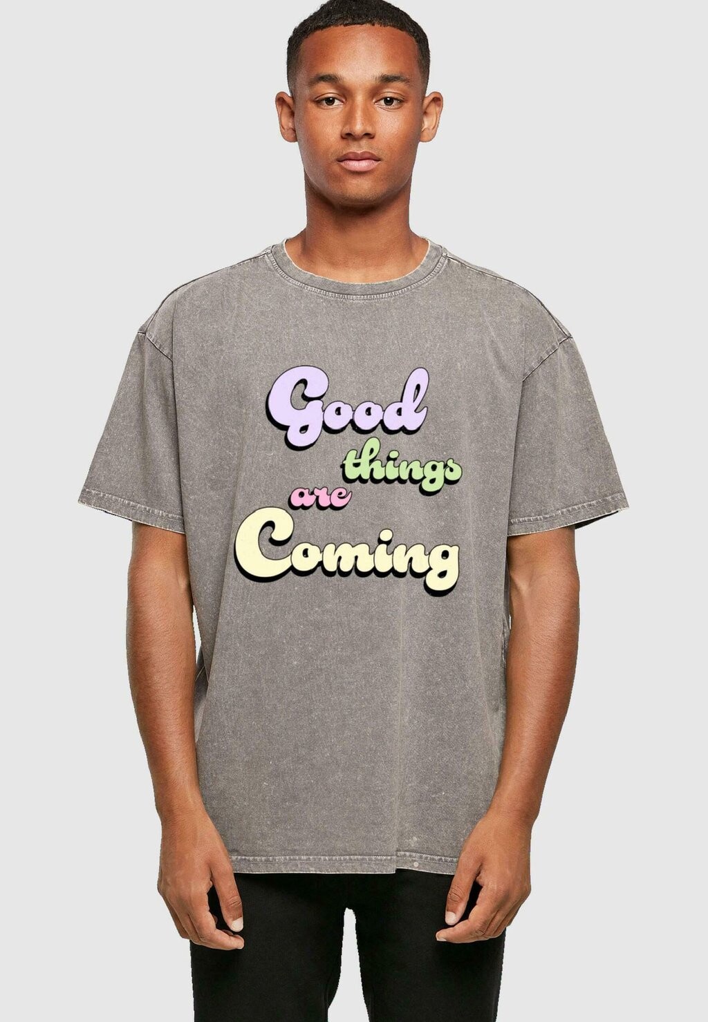 цена Футболка с принтом GOOD THINGS ACID WASHED HEAVY Merchcode, цвет asphalt