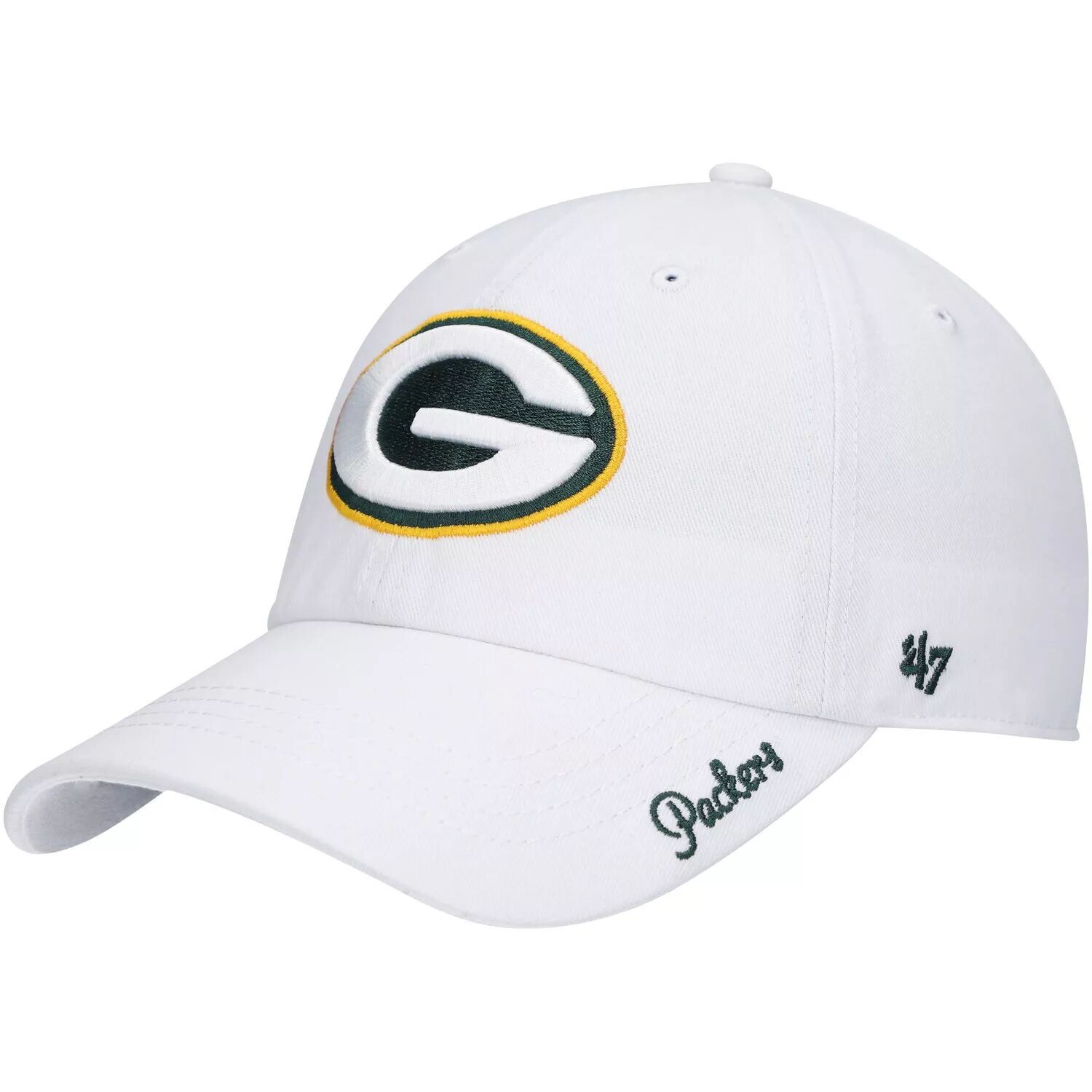 

Женская регулируемая кепка с логотипом Green Bay Packers '47 White Green Bay Packers Miata Clean Up