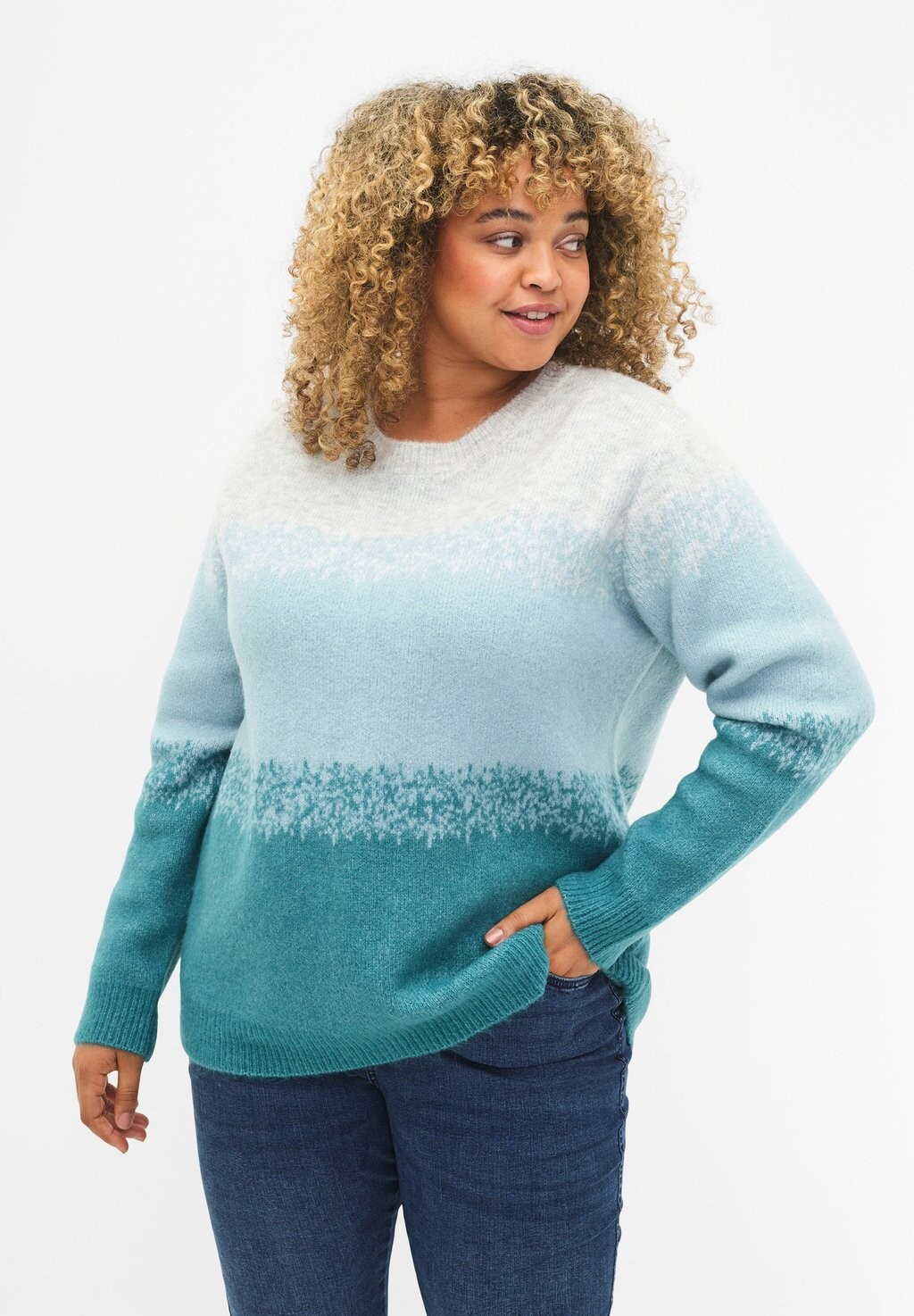 

Свитшот Zizzi С ШИРОКИМИ ПОЛОСАМИ, цвет light grey mel comb