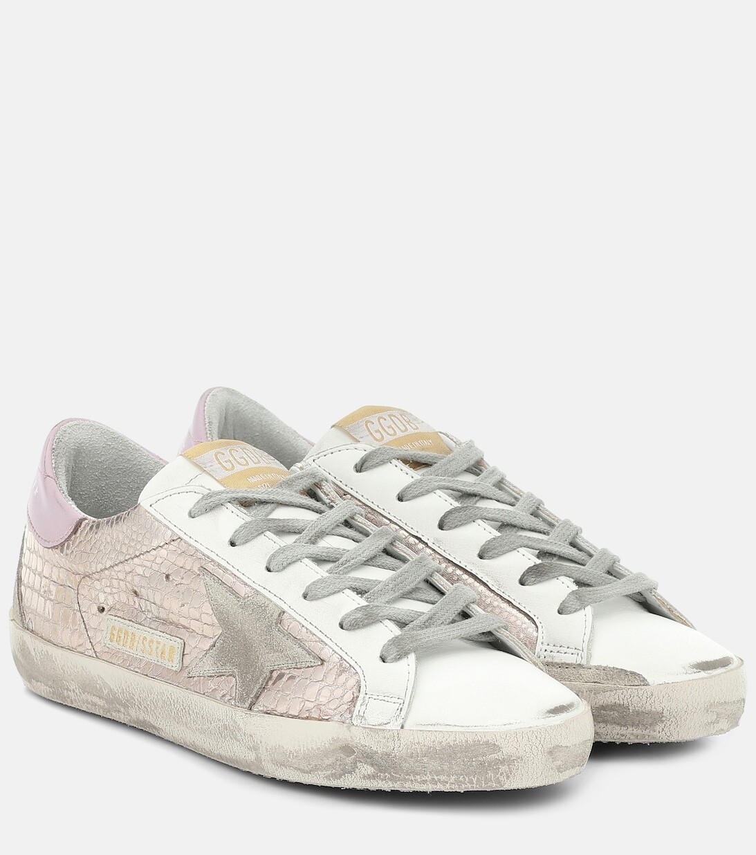 

Кроссовки Super-Star из кожи с эффектом крокодила Golden Goose, розовый