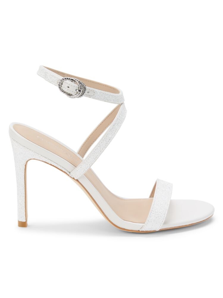 

Сандалии с блестящими ремешками Stuart Weitzman, белый