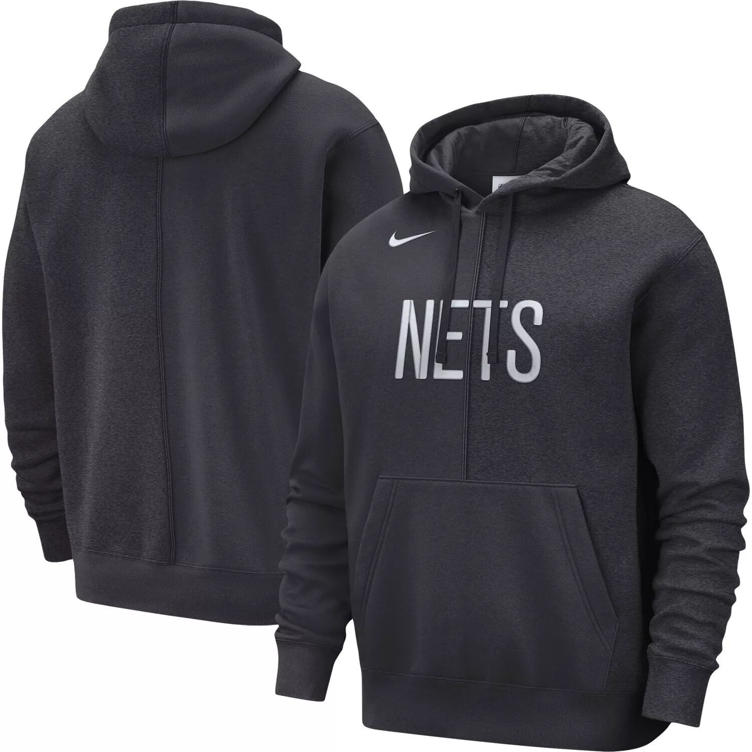 

Мужской пуловер с капюшоном Brooklyn Nets Courtside Versus Stitch антрацитового цвета с разрезом Nike, Черный