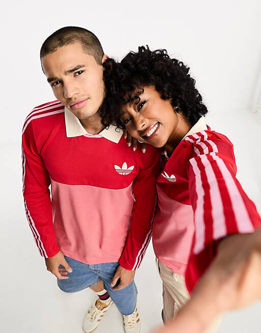 

Красная футболка-поло унисекс в стиле унисекс adidas Originals adicolor в стиле 70-х, Красный