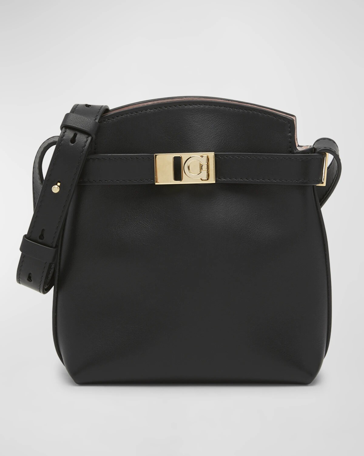 

Миниатюрная двухцветная кожаная сумка через плечо Hug Ferragamo, цвет Nero