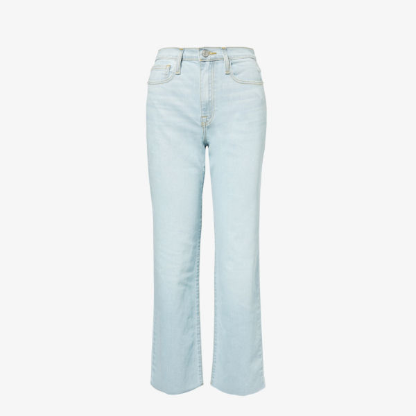 Прямые джинсы le jane из эластичного смесового денима с высокой посадкой Frame, цвет soap