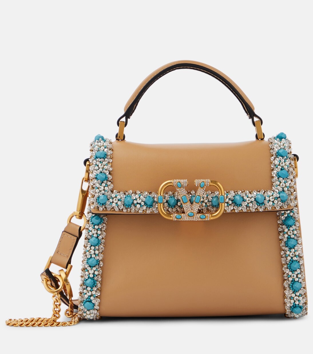 

Кожаная сумка через плечо vsling mini Valentino Garavani, бежевый