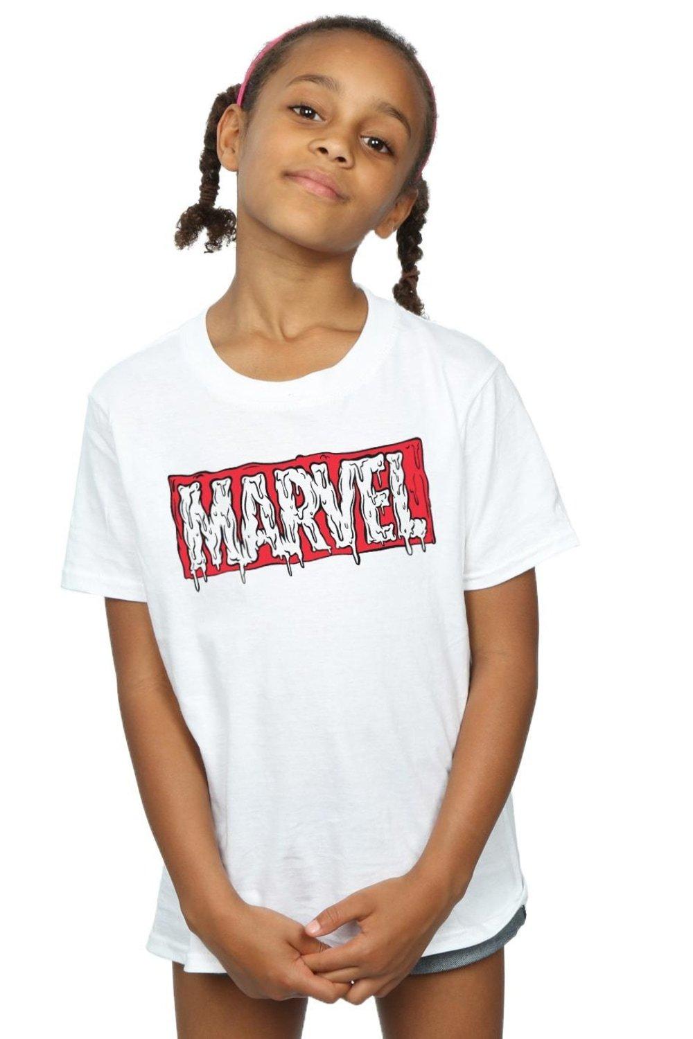 хлопковая футболка с логотипом box marvel белый Хлопковая футболка с логотипом Drip Marvel, белый