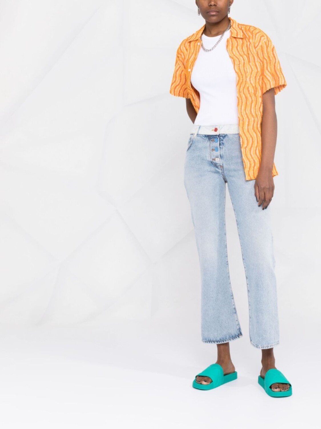 

Off-White расклешенные джинсы средней посадки, синий