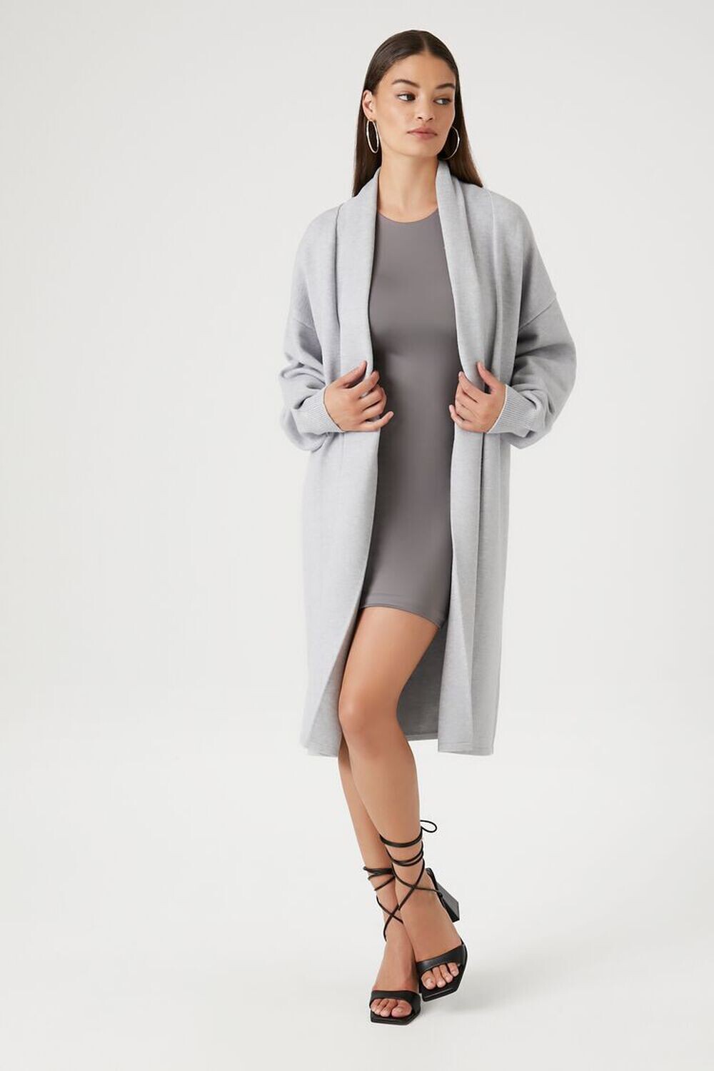 

Удлиненный свитер-кардиган Duster Forever 21, серый